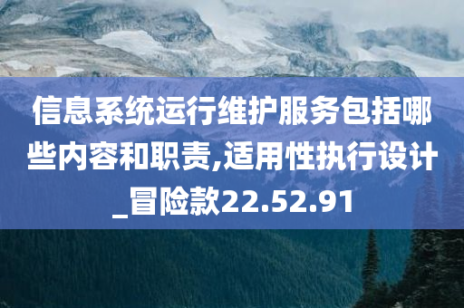 信息系统运行维护服务包括哪些内容和职责,适用性执行设计_冒险款22.52.91