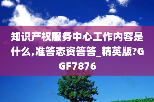 知识产权服务中心工作内容是什么,准答态资答答_精英版?GGF7876