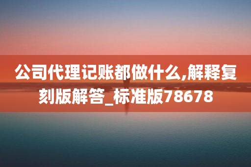 公司代理记账都做什么,解释复刻版解答_标准版78678