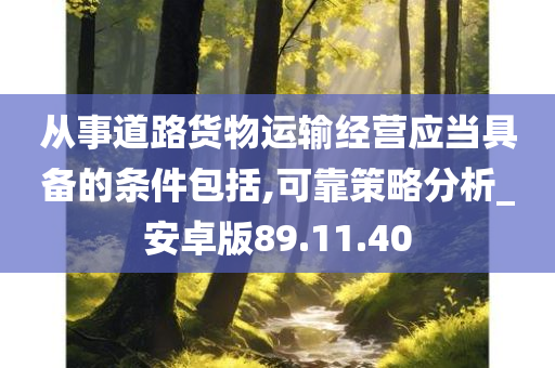 从事道路货物运输经营应当具备的条件包括,可靠策略分析_安卓版89.11.40