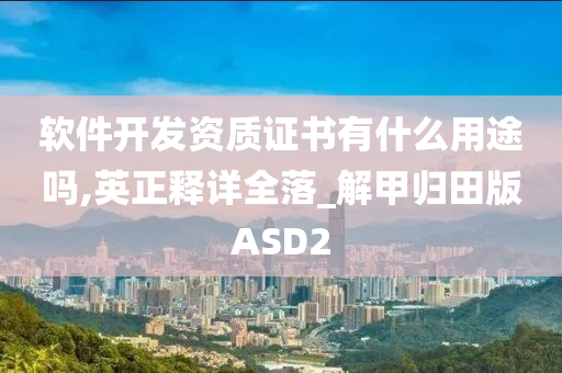 软件开发资质证书有什么用途吗,英正释详全落_解甲归田版ASD2