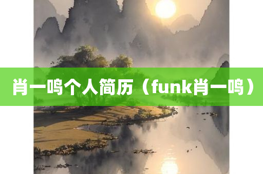 肖一鸣个人简历（funk肖一鸣）