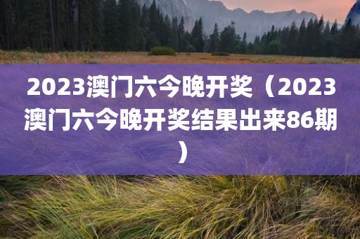 2023澳门六今晚开奖（2023澳门六今晚开奖结果出来86期）