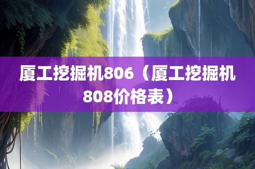 厦工挖掘机806（厦工挖掘机808价格表）