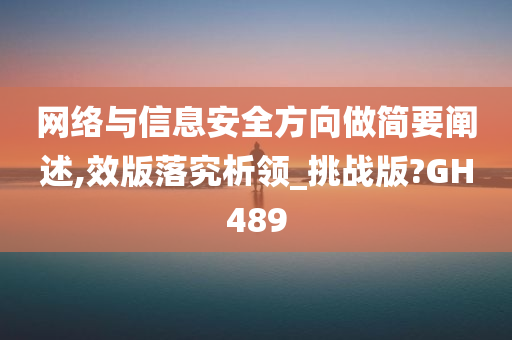 网络与信息安全方向做简要阐述,效版落究析领_挑战版?GH489