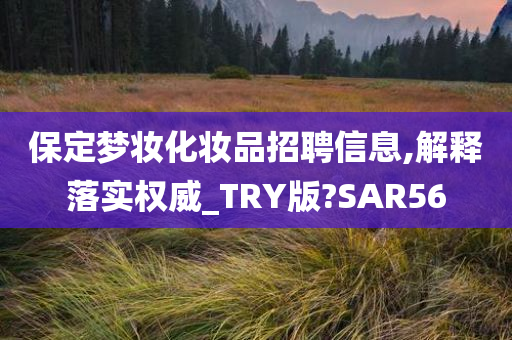 保定梦妆化妆品招聘信息,解释落实权威_TRY版?SAR56