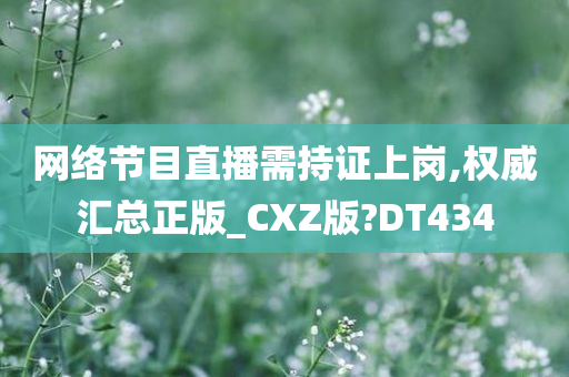 网络节目直播需持证上岗,权威汇总正版_CXZ版?DT434