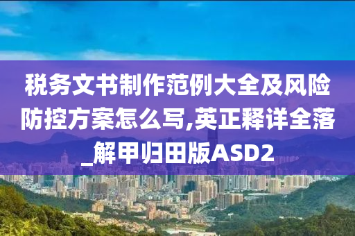 税务文书制作范例大全及风险防控方案怎么写,英正释详全落_解甲归田版ASD2