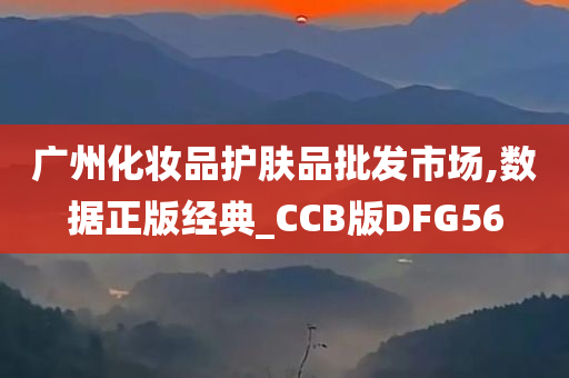 广州化妆品护肤品批发市场,数据正版经典_CCB版DFG56