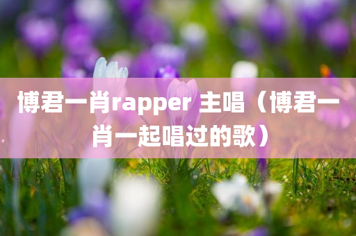 博君一肖rapper 主唱（博君一肖一起唱过的歌）