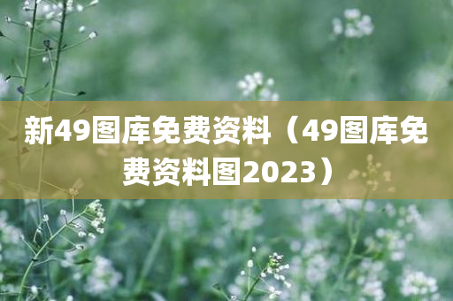 新49图库免费资料（49图库免费资料图2023）