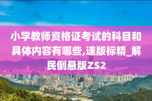 小学教师资格证考试的科目和具体内容有哪些,速版标精_解民倒悬版ZS2