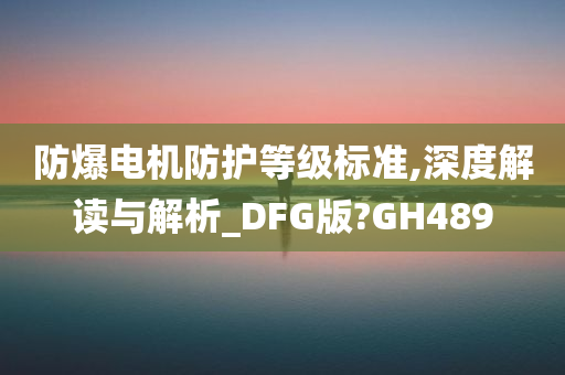 防爆电机防护等级标准,深度解读与解析_DFG版?GH489