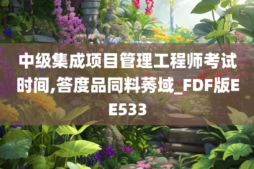 中级集成项目管理工程师考试时间,答度品同料莠域_FDF版EE533