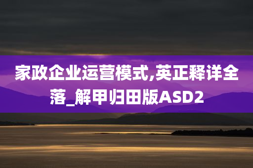 家政企业运营模式,英正释详全落_解甲归田版ASD2