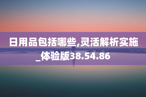 日用品包括哪些,灵活解析实施_体验版38.54.86