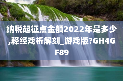 纳税起征点金额2022年是多少,释经戏析解刻_游戏版?GH4GF89