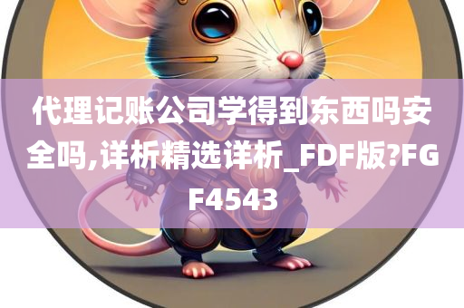 代理记账公司学得到东西吗安全吗,详析精选详析_FDF版?FGF4543