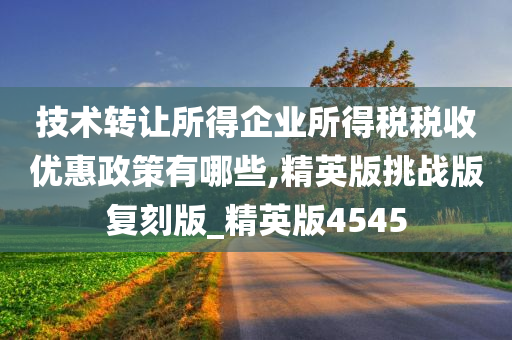 技术转让所得企业所得税税收优惠政策有哪些,精英版挑战版复刻版_精英版4545