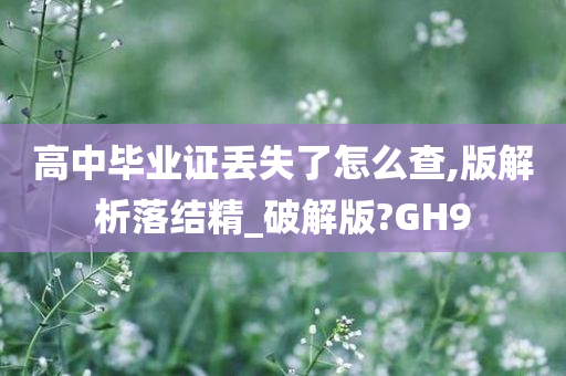 高中毕业证丢失了怎么查,版解析落结精_破解版?GH9