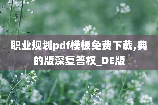 职业规划pdf模板免费下载,典的版深复答权_DE版