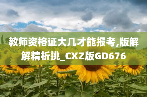 教师资格证大几才能报考,版解解精析挑_CXZ版GD676