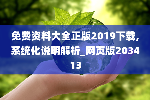 免费资料大全正版2019下载,系统化说明解析_网页版203413