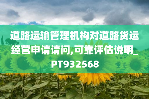 道路运输管理机构对道路货运经营申请请问,可靠评估说明_PT932568