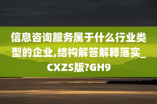 信息咨询服务属于什么行业类型的企业,结构解答解释落实_CXZS版?GH9