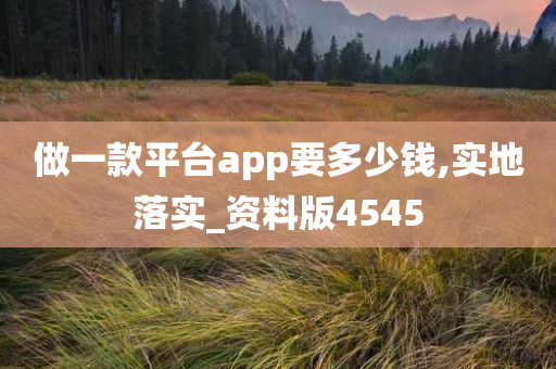 做一款平台app要多少钱,实地落实_资料版4545