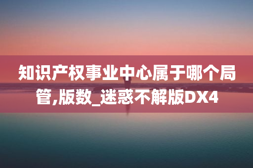 知识产权事业中心属于哪个局管,版数_迷惑不解版DX4