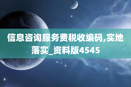 信息咨询服务费税收编码,实地落实_资料版4545