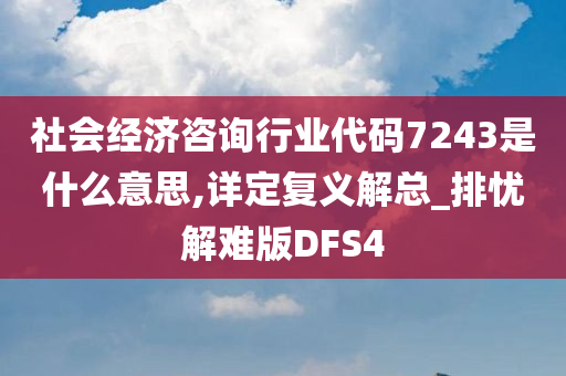 社会经济咨询行业代码7243是什么意思,详定复义解总_排忧解难版DFS4