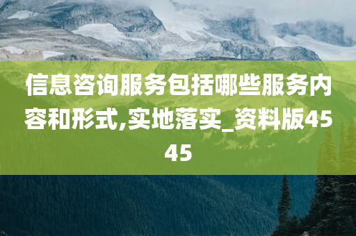 信息咨询服务包括哪些服务内容和形式,实地落实_资料版4545