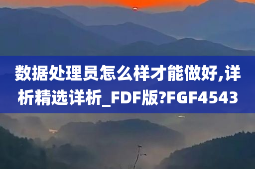 数据处理员怎么样才能做好,详析精选详析_FDF版?FGF4543